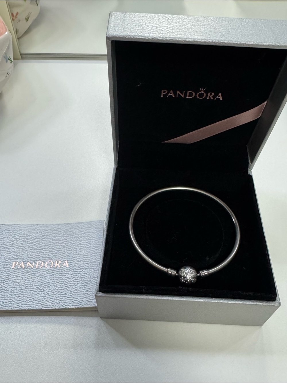 Pandora Limited Edition Silver Clasp Bangle with Sparkling Charm